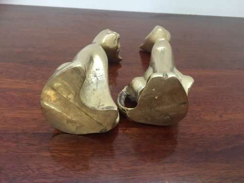 Set of 2 Vintage brass cat ornaments (Large 180mm, Small 170mm in Hight)