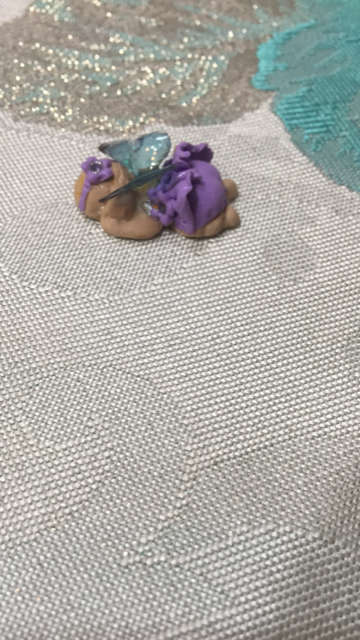 Exquisite Fimo Fairy Baby with resin wings - Fairy Garden