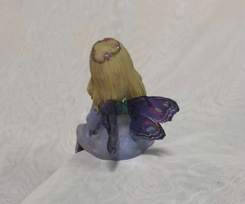 Fairy -  Purple Fairy sitting  off a shelf- Polyresin fairy with beautiful resin wings
