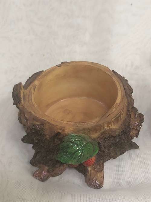 Fairy  - Polyresin Fairy on a Tree Stump - Trinket box - Ornament for Fairy Garden