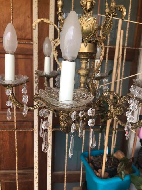 Antique brass chandelier