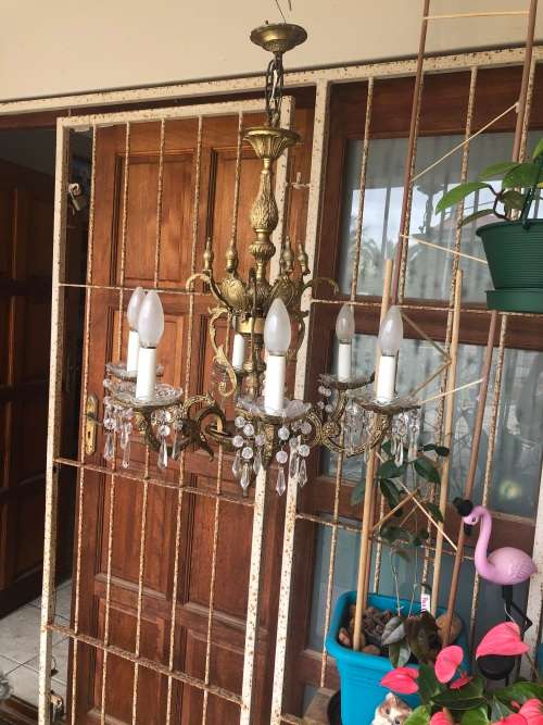 Antique brass chandelier