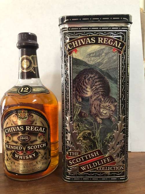 Chivas Regal 12 years old Blended Scotch Whisky in `The Scottish Wildlife Collection` Tin Dated 1997