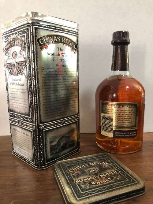 Chivas Regal 12 years old Blended Scotch Whisky in `The Scottish Wildlife Collection` Tin Dated 1997
