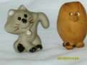 2 stoneware/ pottery miniature cats