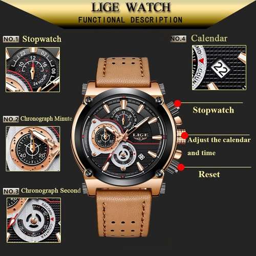 LIGE men's sports Watch