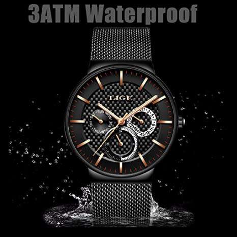 LIGE men's casual Watch