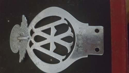 RHODESIA;  AA CAR BADGE SCARCE