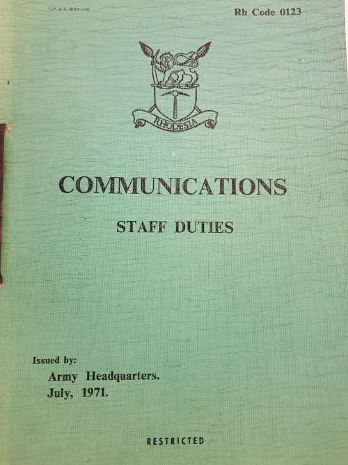 RHODESIA; RHODESIAN ARMY COMMUNICATIONS MANUAL