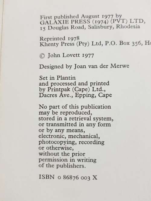 RHODESIA; CONTACT BOOK REPRINT 1978       BOOK IN VERY GOOD CONDITION DUST COVER TATTY AND TORN