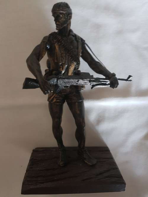 RHODESIA; RHODESIAN ARMY MAG GUNNER STATUE  150 MM.  BRONZE LOOK ALIKE