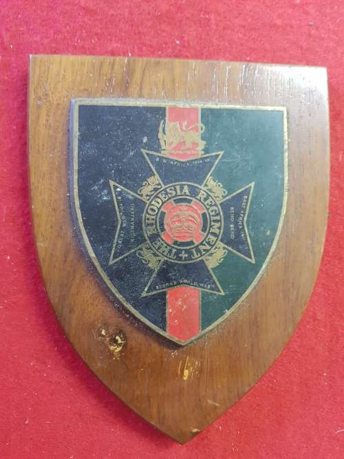 RHODESIA; RHODESIAN ARMY PLAQUE  SCROLL MISSING