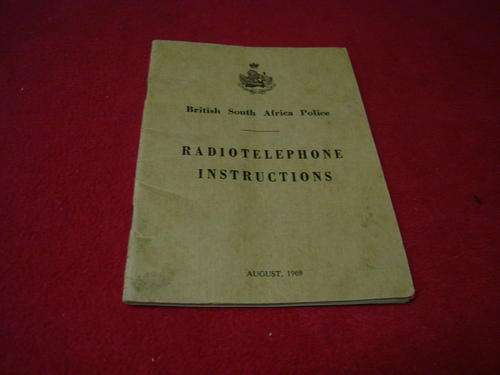 RHODESIA - BSAP RADIO/TELEPHONE INSTRUCTION MANUAL