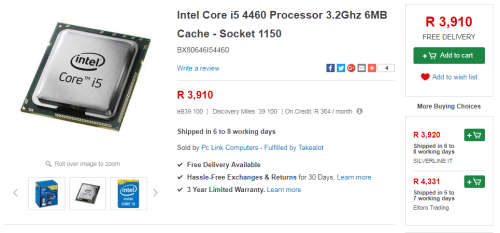 *BRAND NEW BOXED* INTEL CORE I5-4460 CPU 3.2GHZ INCL. HEATSINK AND FAN