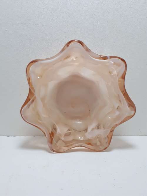 Vintage Peach Swirl Art Glass