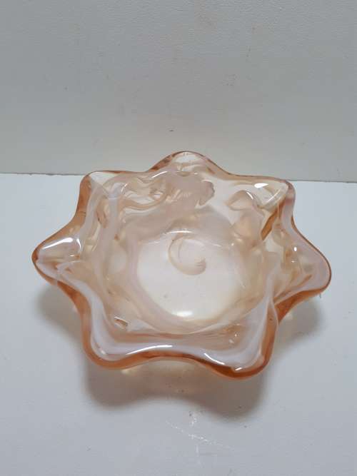 Vintage Peach Swirl Art Glass