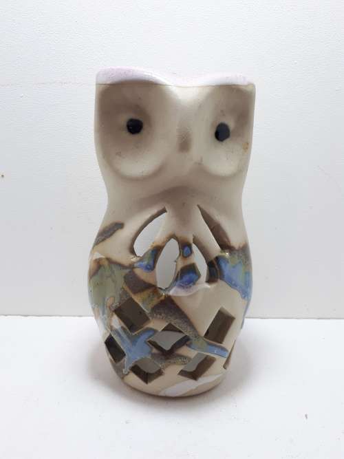 Pottery Owl Tea Light Holder