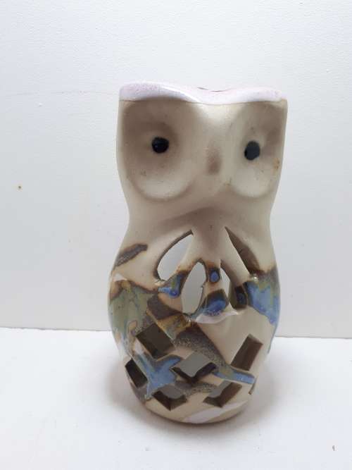 Pottery Owl Tea Light Holder