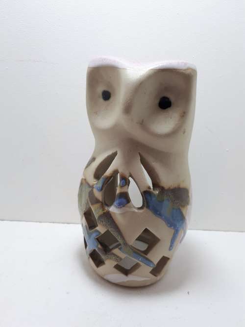 Pottery Owl Tea Light Holder