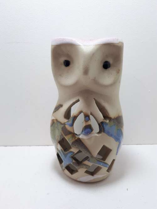 Pottery Owl Tea Light Holder