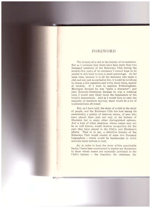 THE BULAWAYO CLUB by PETER GIBBS