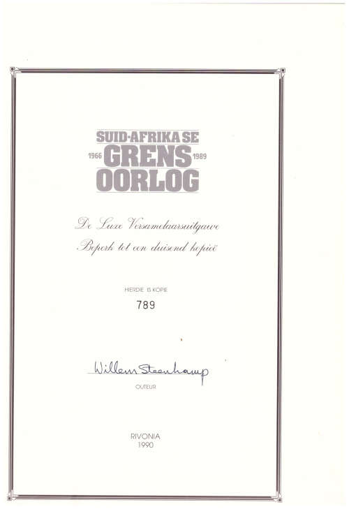 SUID-AFRIKA SE GRENSOORLOG, 1966-1989, SPESIALE LEER UITGAWE