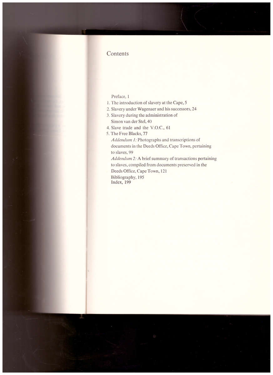 SLAVES AND FREE BLACKS AT THE CAPE 1658-1700