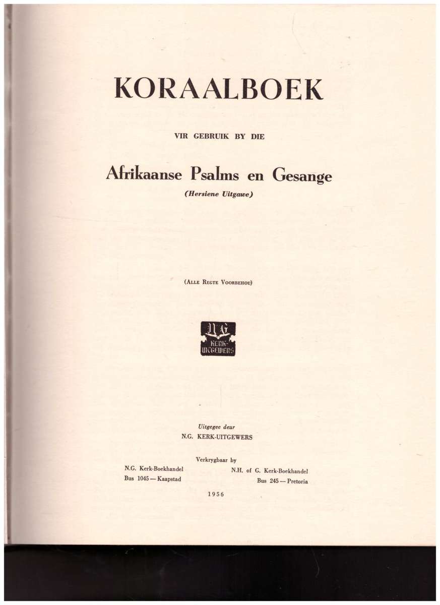 KORAALBOEK VIR PSALMS EN GESANGE