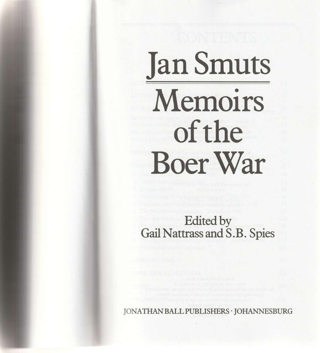 JAN SMUTS. MEMOIRS OF THE BOER WAR