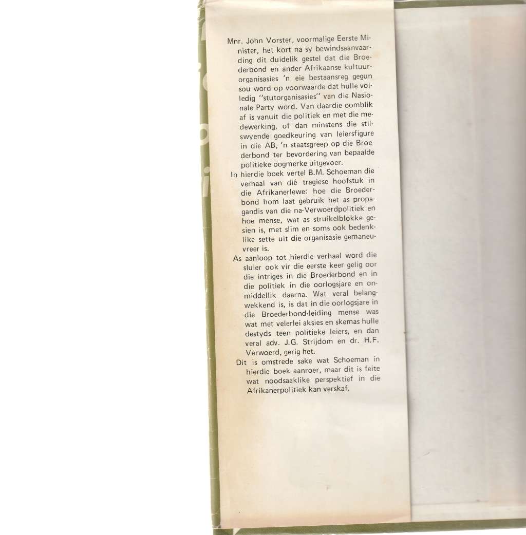 DIE BROEDERBOND IN DIE AFRIKANER-POLITIEK deur B.M SCHOEMAN