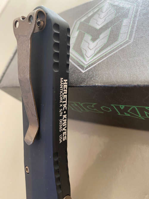 Stunning! Heretic Manticore X Bronze Battleworn OTF Knife. FREE Shipping