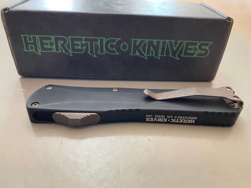 Stunning! Heretic Manticore X Bronze Battleworn OTF Knife. FREE Shipping