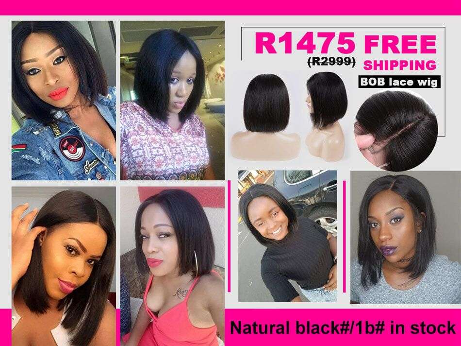 Human Virgin Hair Brazilian / Peruvian  Human Hair BOB LACE WIG (2-4 days` delivery)