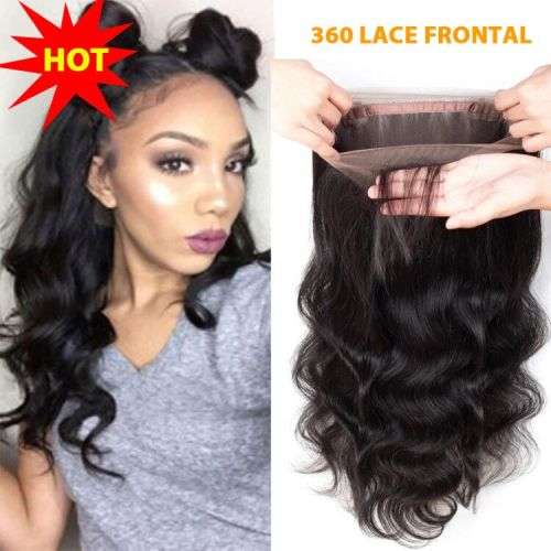 Brazilian /Peruvian / Malaysian hair 360 Lace closure with 2 bundles / Virgin Hair with 360 Closure