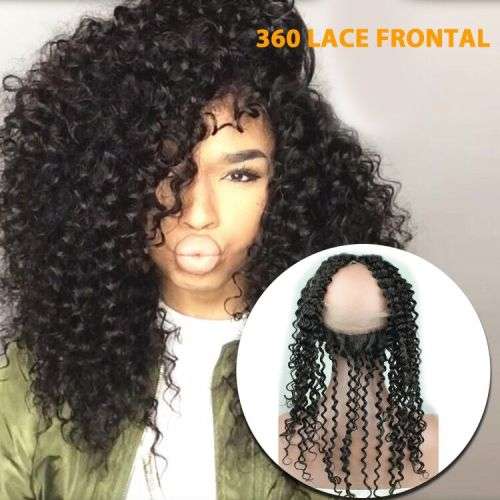 Brazilian /Peruvian / Malaysian hair 360 Lace closure with 2 bundles / Virgin Hair with 360 Closure