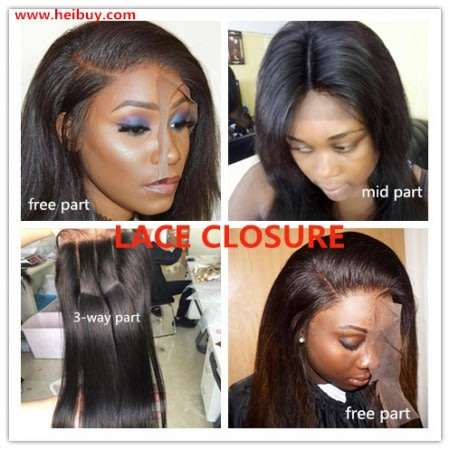 Brazilian/Peruvian  Hair Lace Closure 12"-22" (free part/mid part/3-way part)
