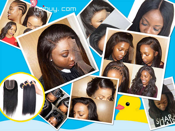 Brazilian/Peruvian  Hair Lace Closure 12"-22" (free part/mid part/3-way part)