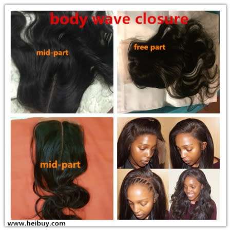 HEIBUY Hair Brazilian / Peruvian Hair Lace Closure (Free part/mid part/3-Way part)