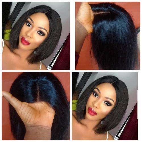 Human Virgin Hair Brazilian / Peruvian  Human Hair BOB LACE WIG (2-4 days` delivery)