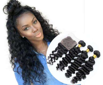 Brazilian , Peruvian Hair Deep Wave 3+1
