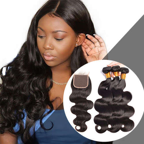 Brazilian ,Peruvian Hair Body Wave with Lace Closure (8"-30" inch)