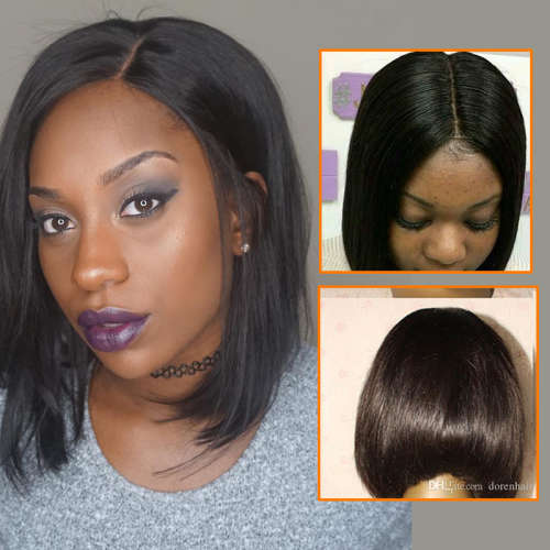 Human Virgin Hair Brazilian / Peruvian  Human Hair BOB LACE WIG (2-4 days` delivery)