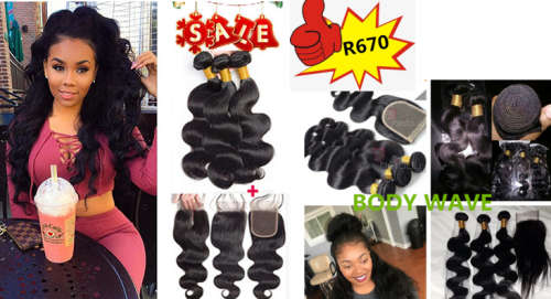 Brazilian hair body wave 300g with lace closure
