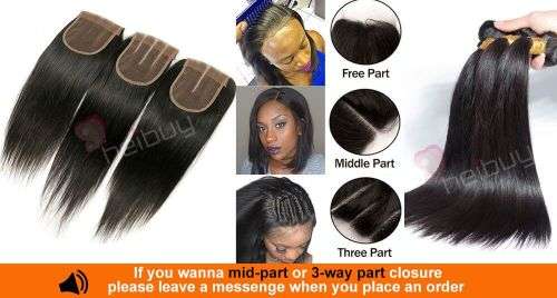 Brazilian/Peruvian  Hair Lace Closure 12"-22" (free part/mid part/3-way part)