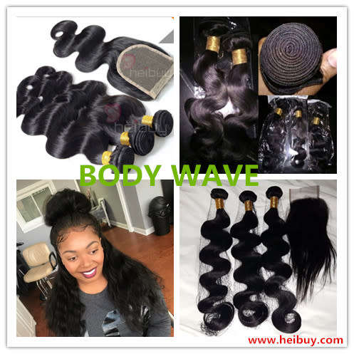 Brazilian hair body wave 300g with lace closure
