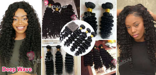 Brazilian Hair deep wave 300g with Lace Closure (3+1)