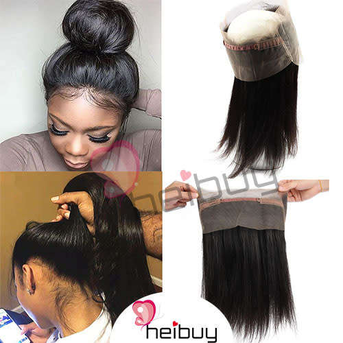 Brazilian hair, Virgin Hair with 360 Lace Closure Silky Straight HEIBUY Hair