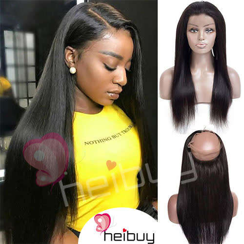 Brazilian hair, Virgin Hair with 360 Lace Closure Silky Straight HEIBUY Hair