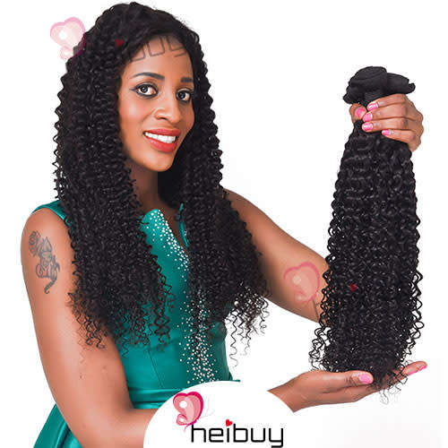 Brazilian Hair Kinky Curl 3 Bundles with Closure HEIBUY Hair