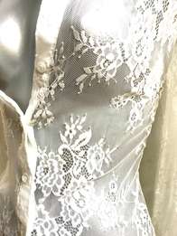 Antique white stretch ladies blouse shirt size 12 (36)